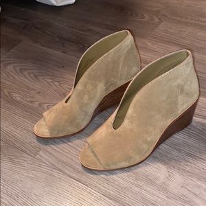 Never worn tan peep toe wedges